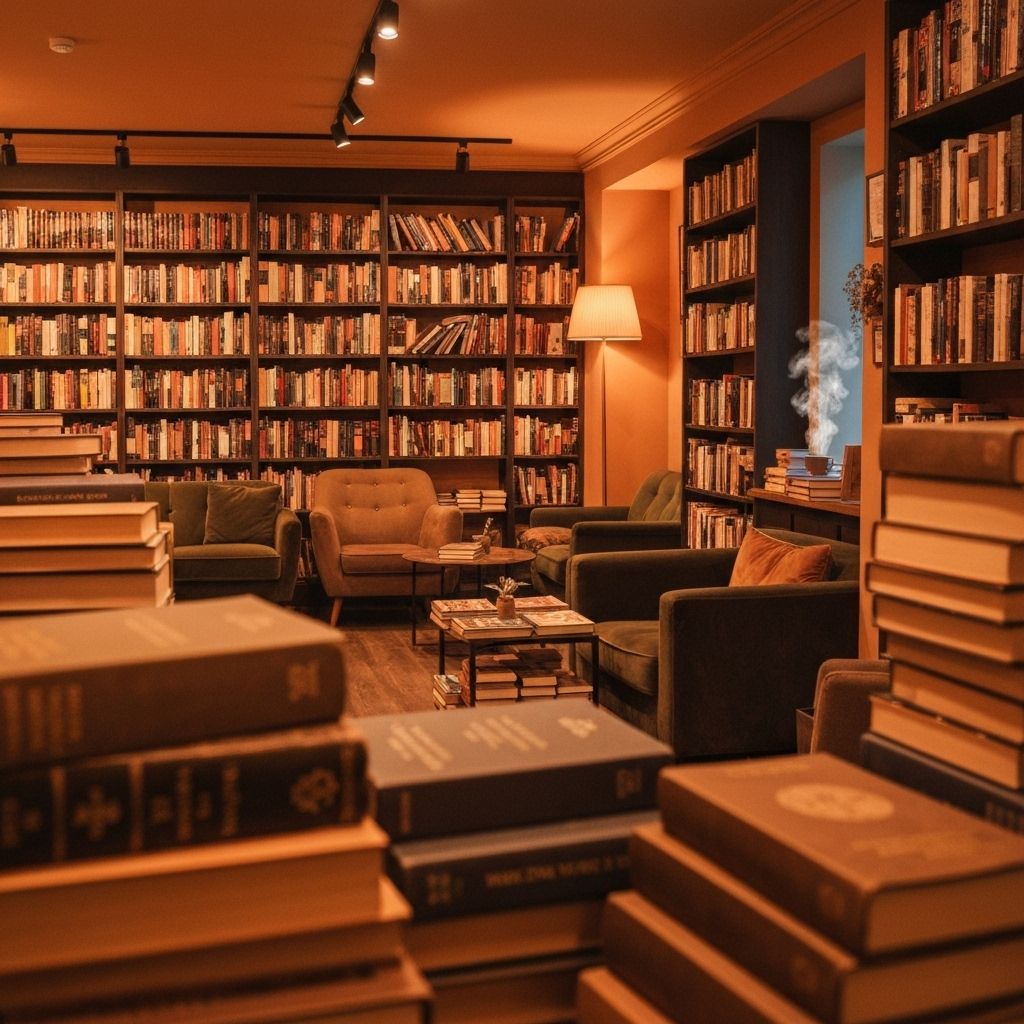 Cozy interior of Buch & Bohne bookstore café